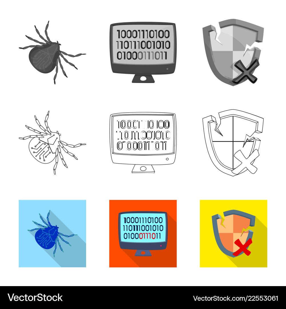 Isolated object of virus and secure symbol Isolated object of virus and secure symbol vector image