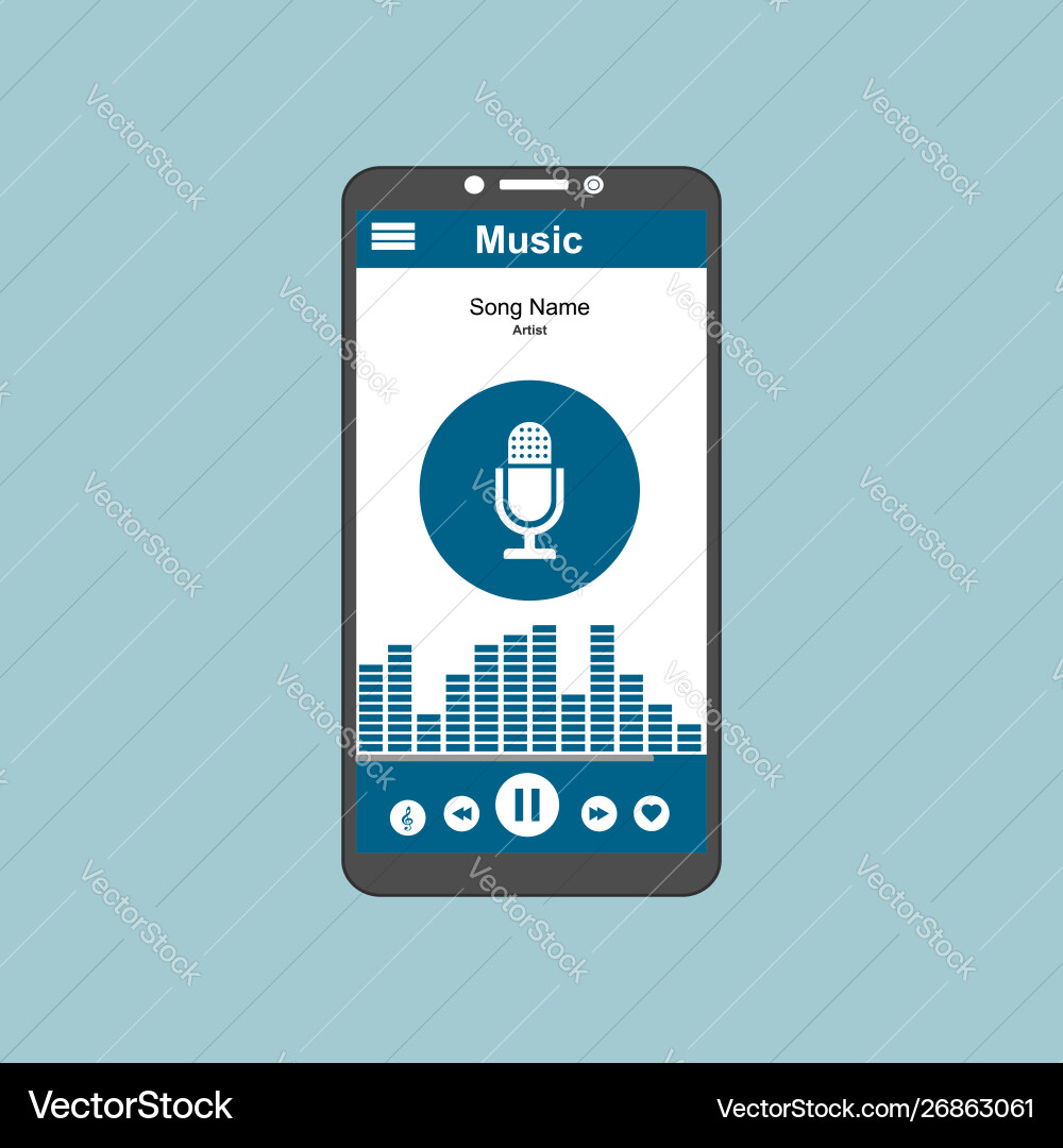 Media player application app template with flat Media player application app template with flat vector image