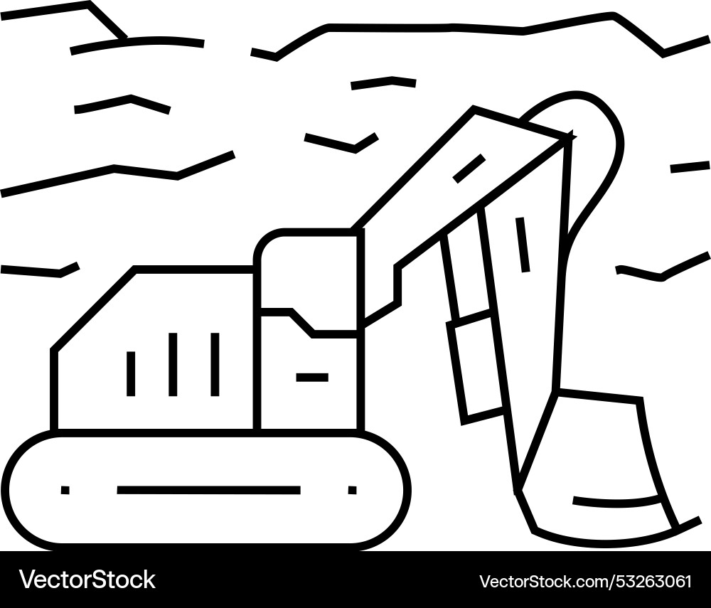 Mining operations line icon Royalty Free Vector Image