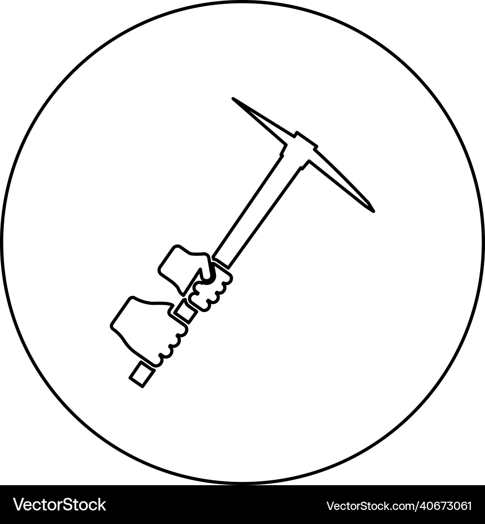 Mining pickaxe mattock pick axe in hand icon Mining pickaxe mattock pick axe in hand icon Vector Image