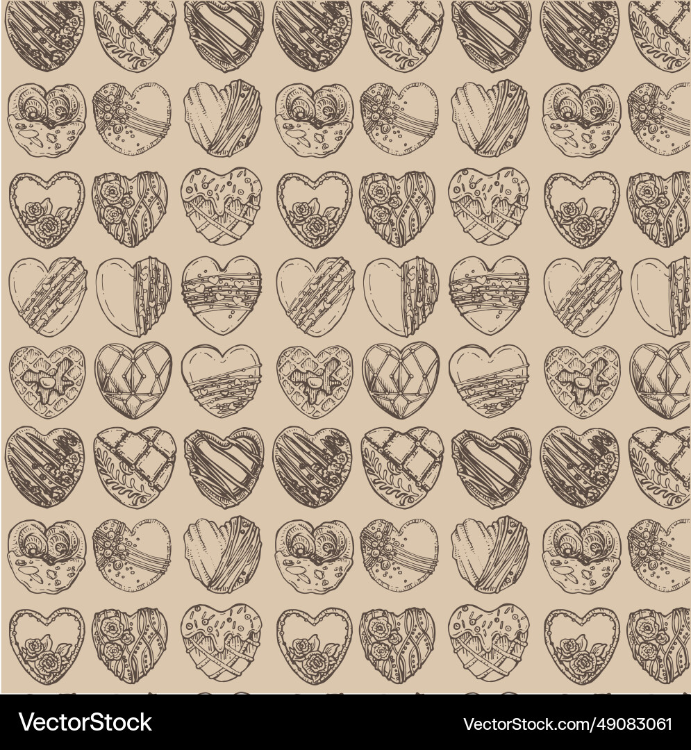 Pattern with a cookie in the form of heart Pattern with a cookie in the form of heart Vector Image