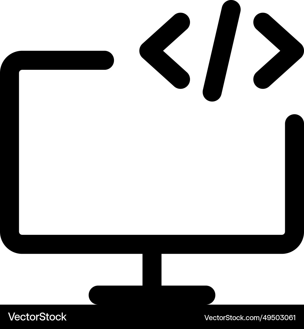 Programming and scripting done on a monitor vector image
