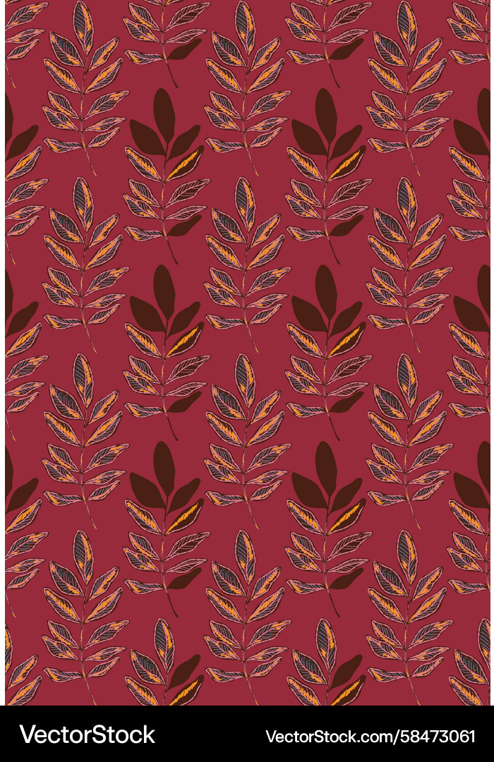 Red Branch Leaf Pattern Vector Image