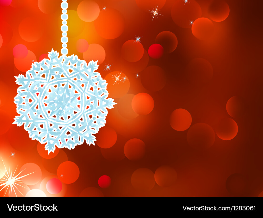 Red snowflake over bokeh background eps 8 Vector Image