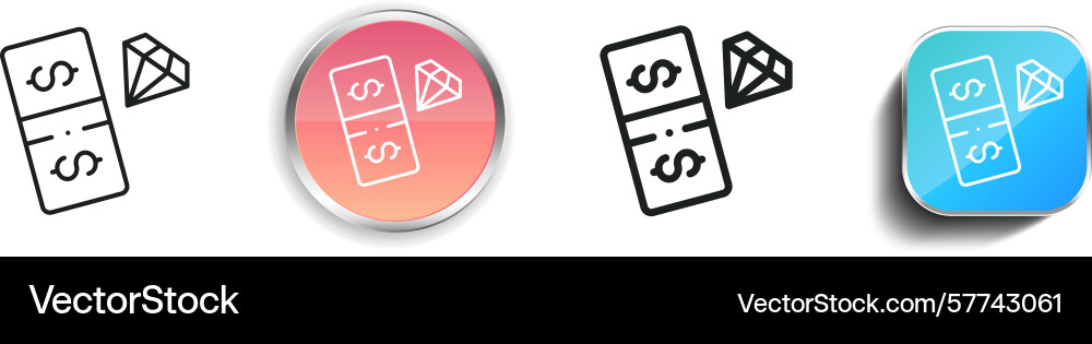 Rich icon thin linear regular and button style Vector Image