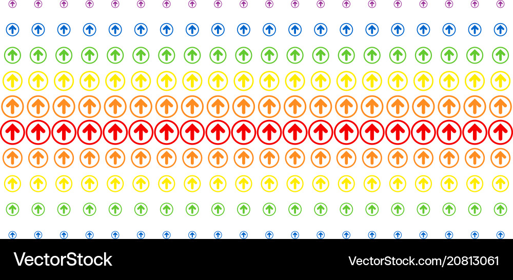 Rounded arrow shape halftone spectral effect Vector Image