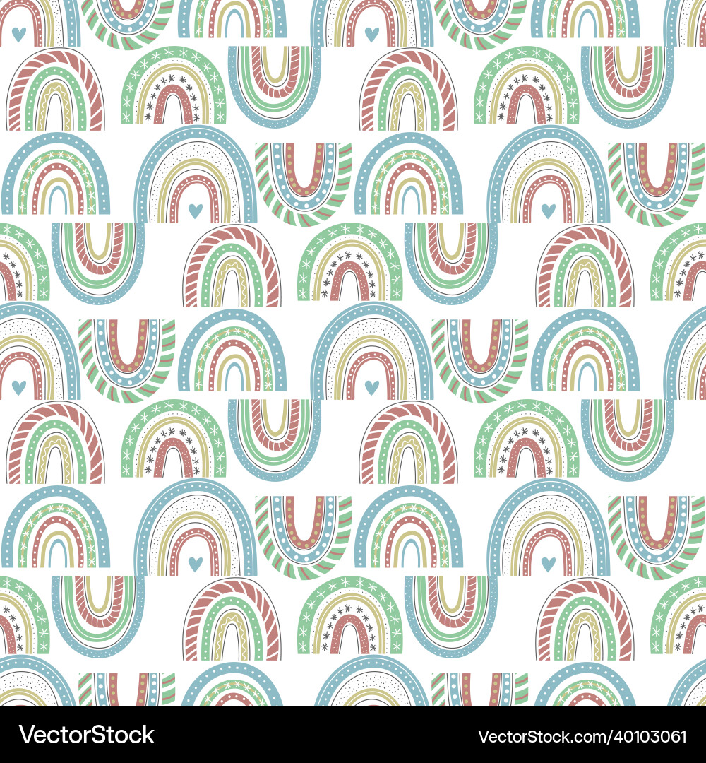 Seamless pattern with rainbow vector image
