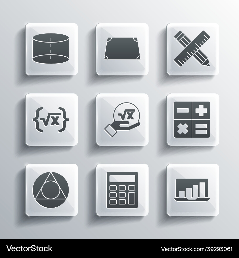 Set calculator laptop with graph chart square Set calculator laptop with graph chart square vector image