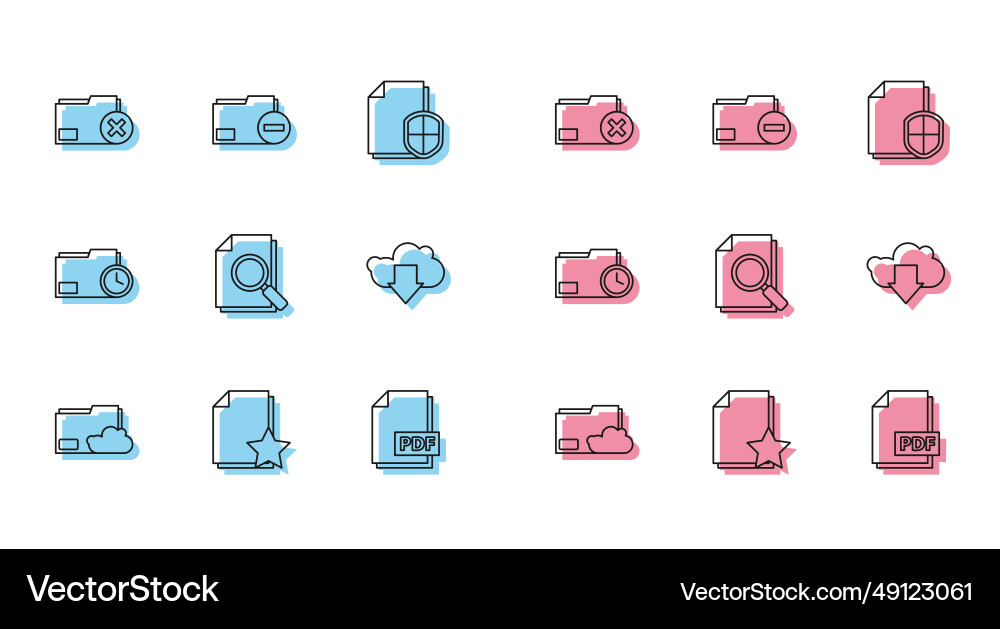 Set line cloud storage text document folder Set line cloud storage text document folder vector image