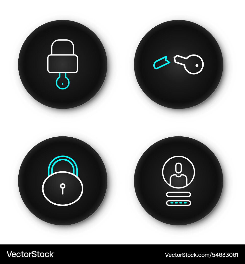 Set line create account screen lock broken key Set line create account screen lock broken key vector image