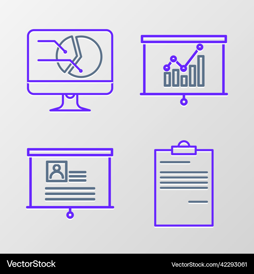 Set line document board with resume graph chart Set line document board with resume graph chart vector image