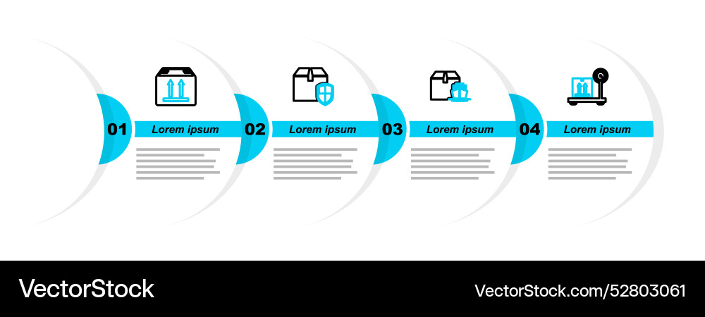 Set line scale with cardboard box cargo ship Set line scale with cardboard box cargo ship vector image