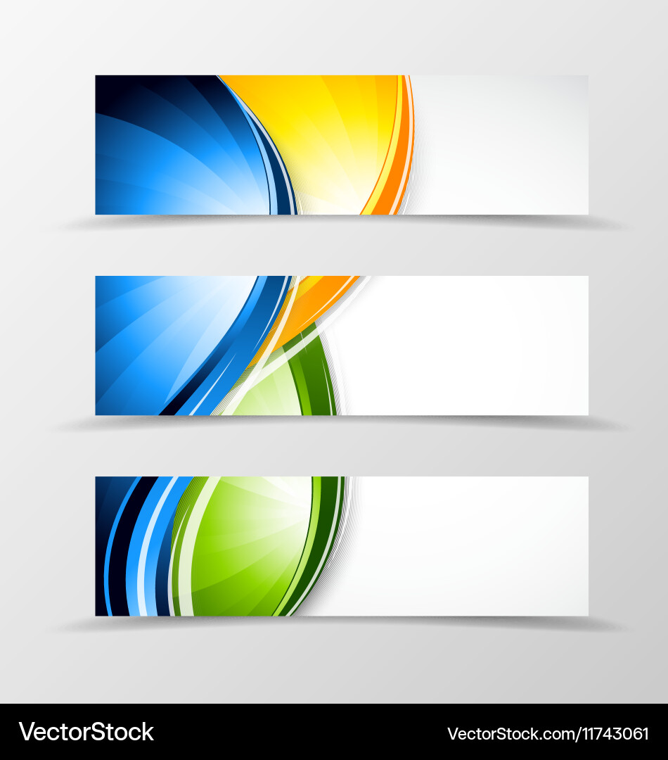 Set of header banner dynamic wave design vector image