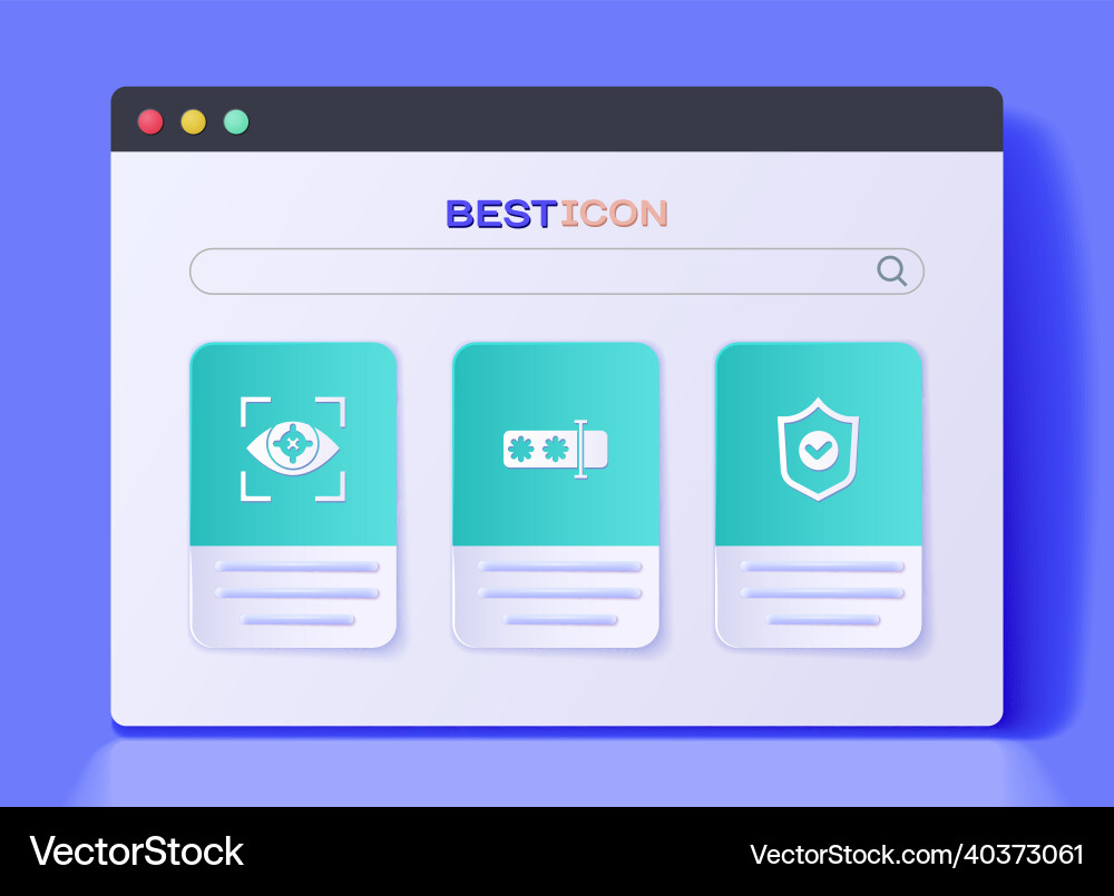 Set password protection eye scan and shield Vector Image