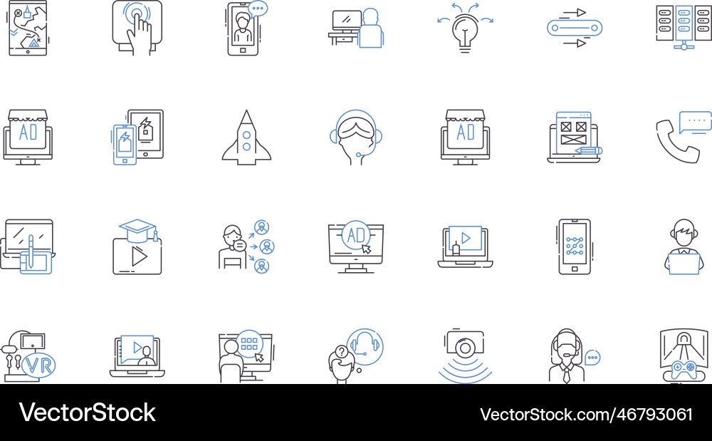 Sonic systems line icons collection speed power Sonic systems line icons collection speed power vector image