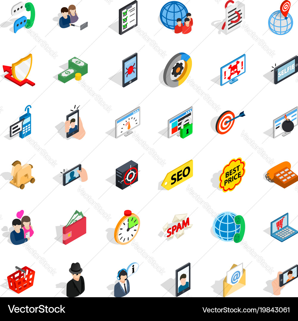 Telecom icons set isometric style vector image