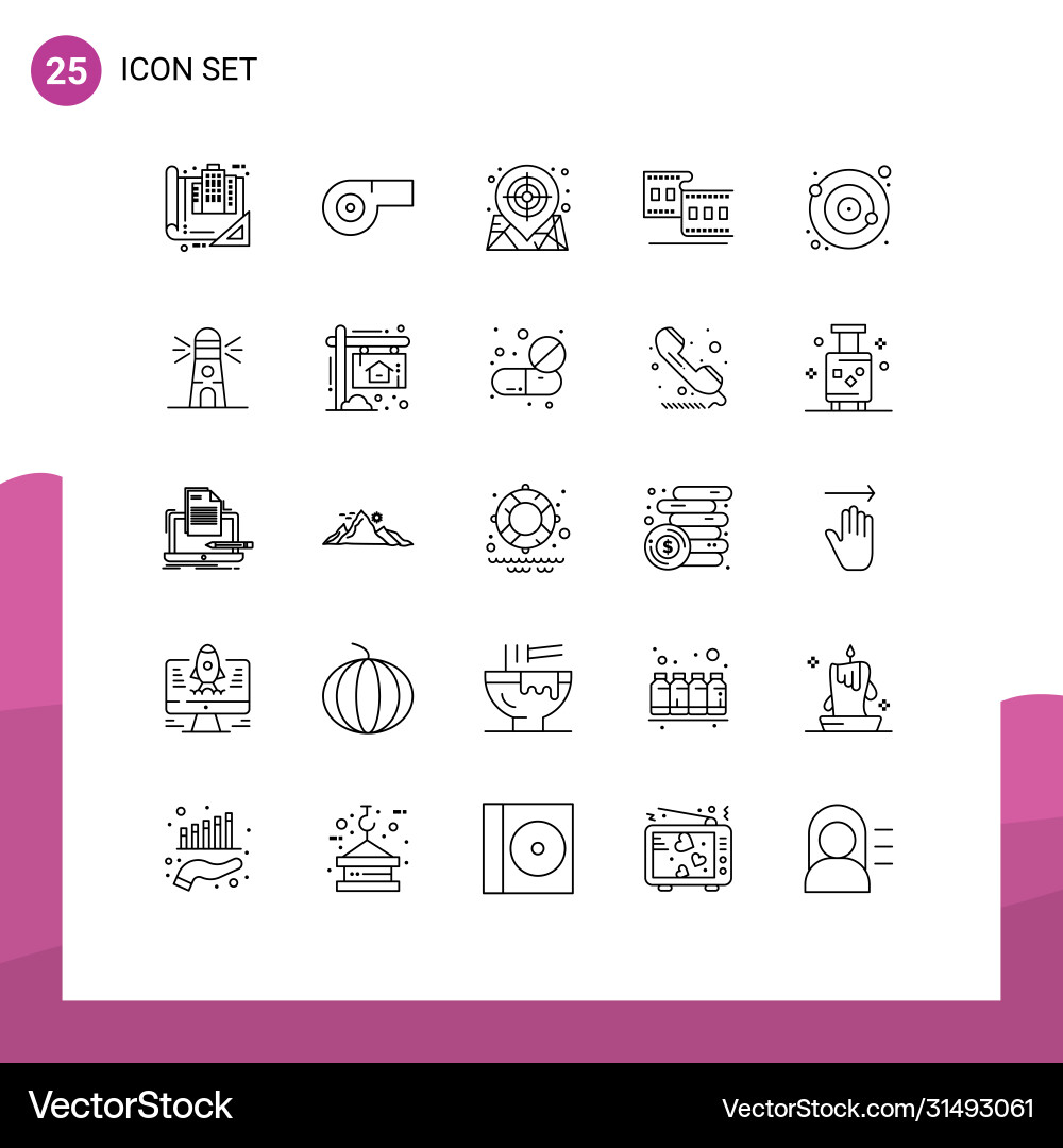 User interface pack 25 basic lines orbit Vector Image
