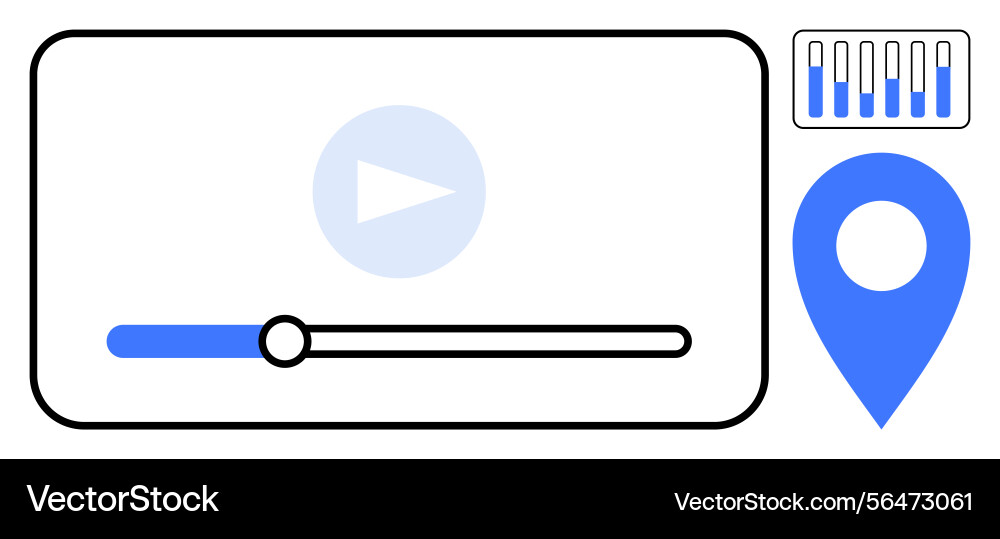 Video player interface with play button progress Video player interface with play button progress vector image