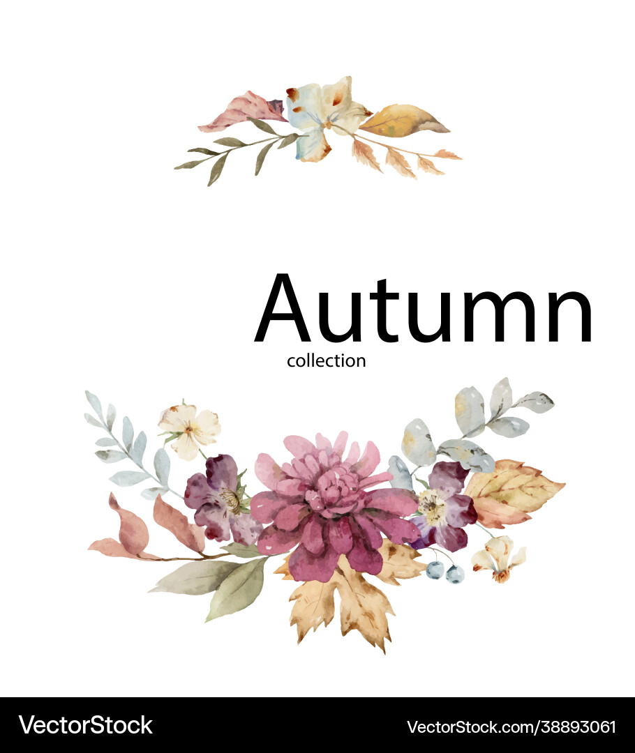 Watercolor wreath with burgundy autumn vector image