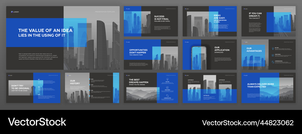 Business presentation templates set vector image