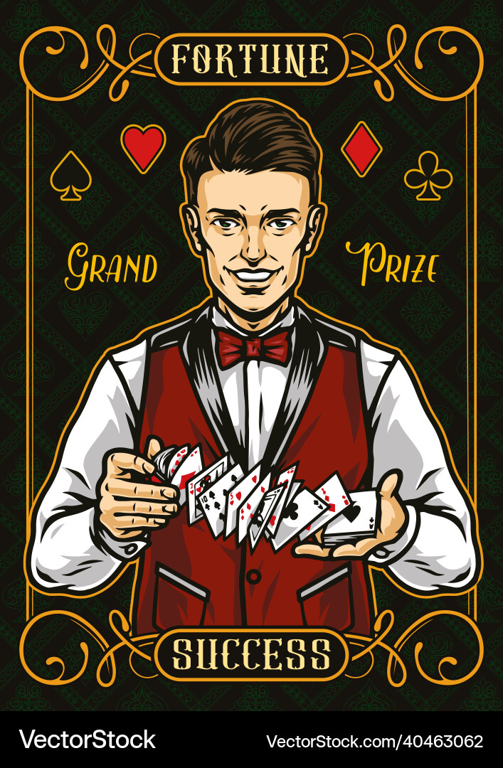 Casino colorful vintage poster Casino colorful vintage poster vector image