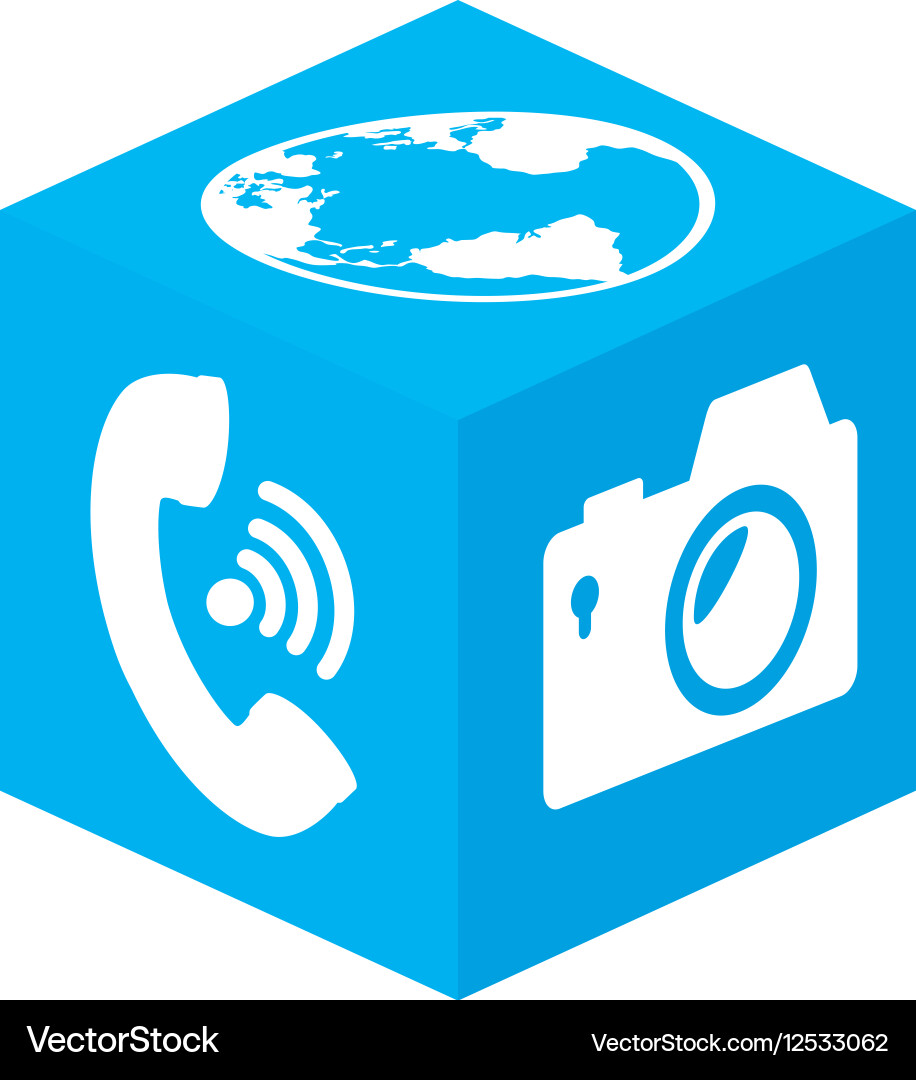 Cube with media app Vector Image