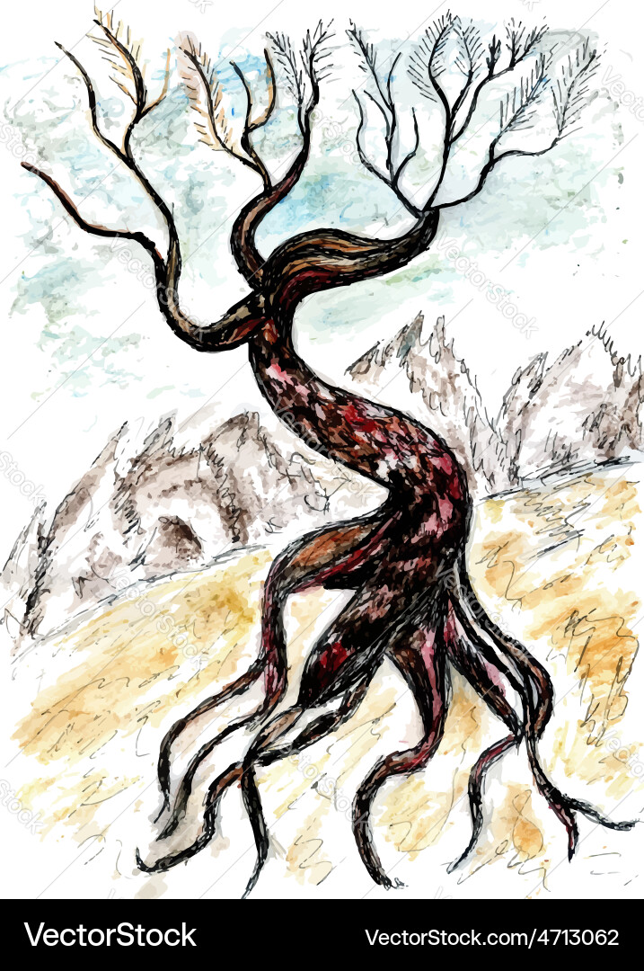 Dead tree sketch03 Vector Image