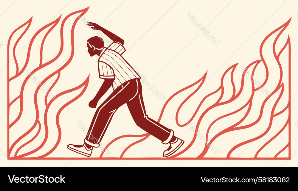 Dynamic Runner with Flame Effect Vector Image