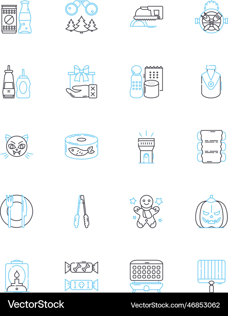 Gathering linear icons set meetup assembly Gathering linear icons set meetup assembly vector image