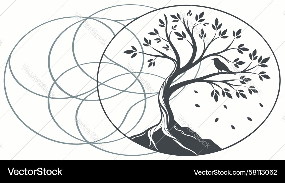 Geometric Tree Circle Pattern Vector Image