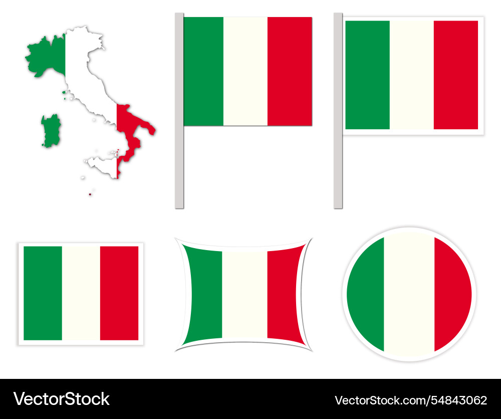 Italy flags on many objects Italy flags on many objects vector image