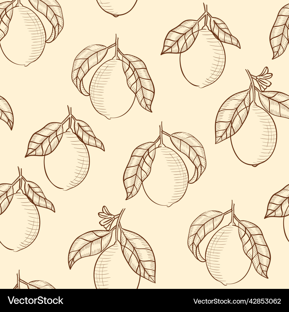 Lemons drawing seamless pattern Lemons drawing seamless pattern vector image