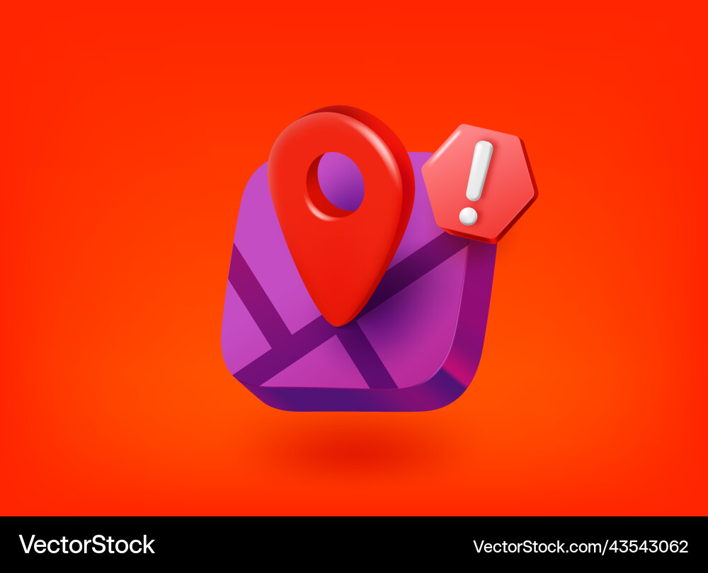 Navigation app icon with exclamation point Navigation app icon with exclamation point vector image