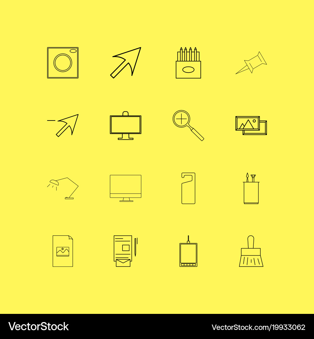Office linear icon set simple outline icons vector image