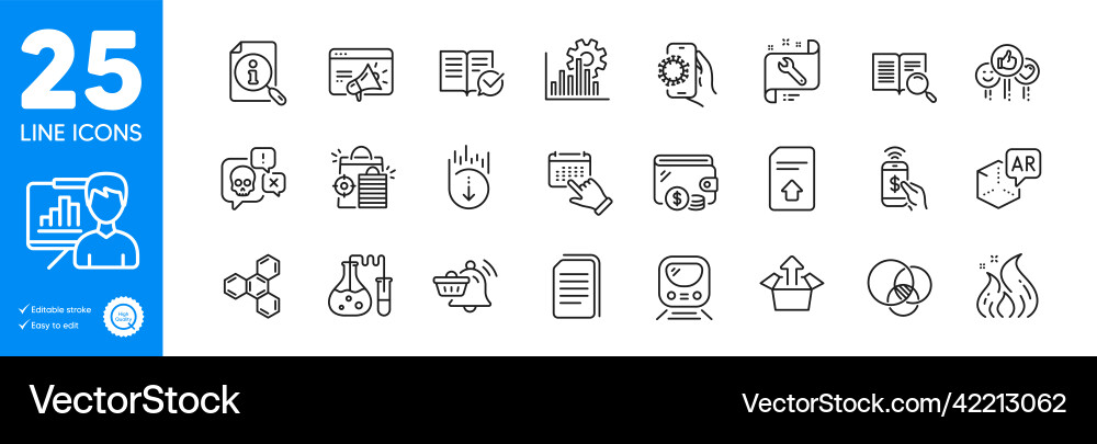 Outline icons set phone payment send box Outline icons set phone payment send box vector image