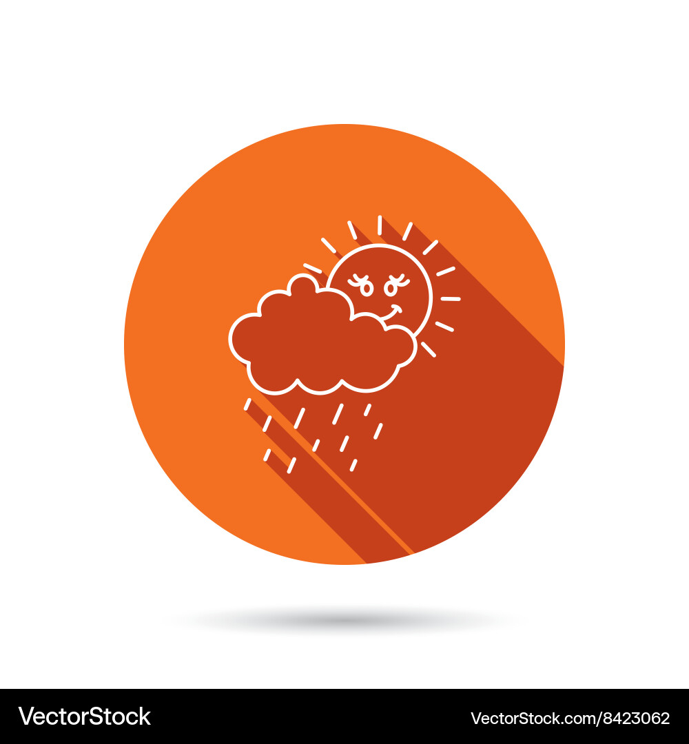 Rain and sun icon water drops with cloud sign Vector Image