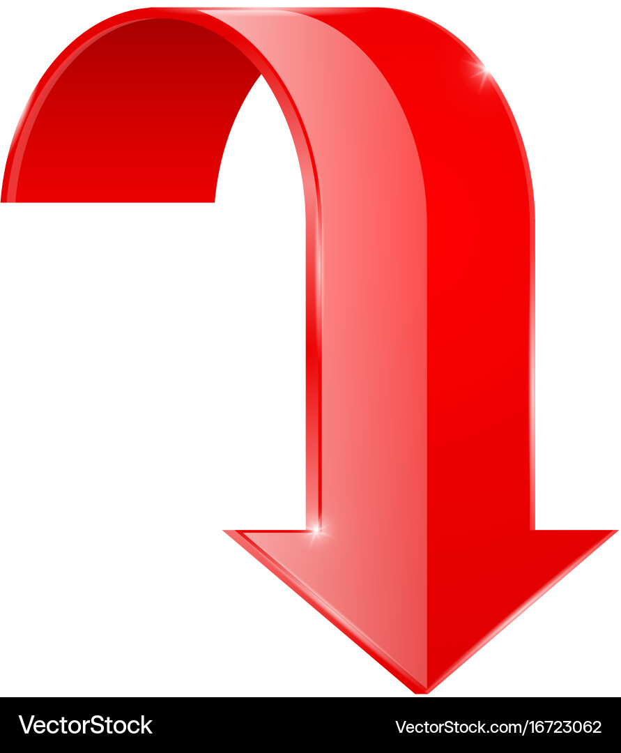 Red 3D Curved Down Arrow Icon – Royalty-Free Vector | VectorStock, image size:891x1080