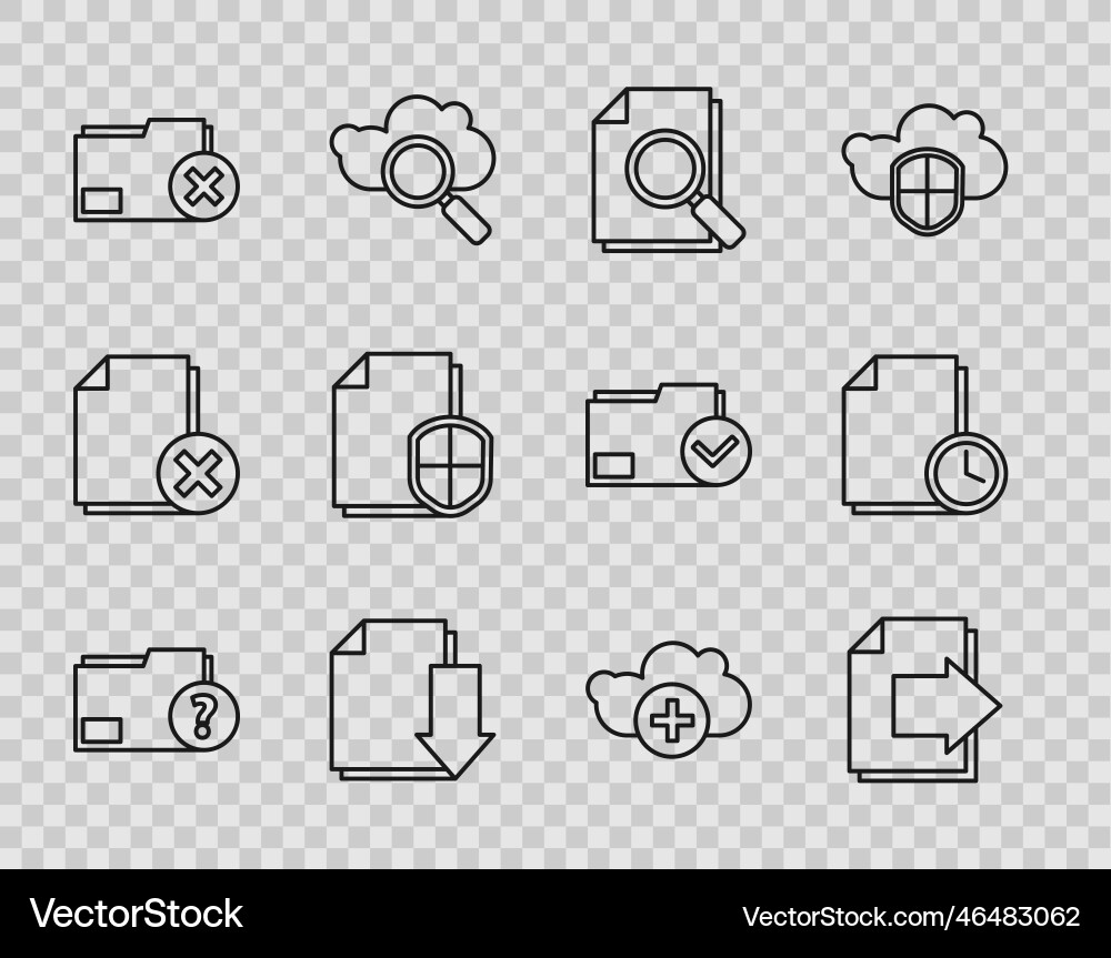 Set line unknown document folder next page arrow Set line unknown document folder next page arrow vector image