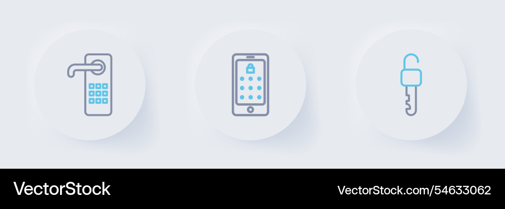 Set line unlocked key mobile and graphic password Set line unlocked key mobile and graphic password Vector Image
