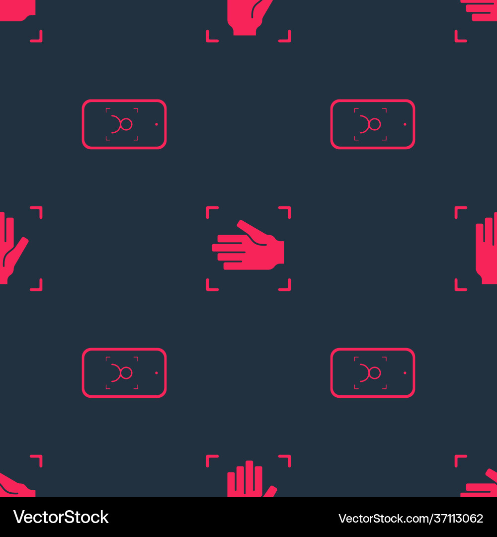 Set mobile and face recognition palm print vector image