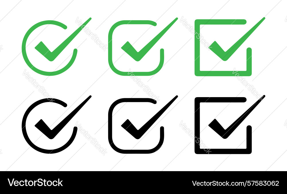 Tick mark with checkbox icon green checkmark sign vector image