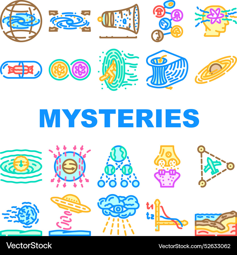 Unsolved mysteries question ask icons set Vector Image
