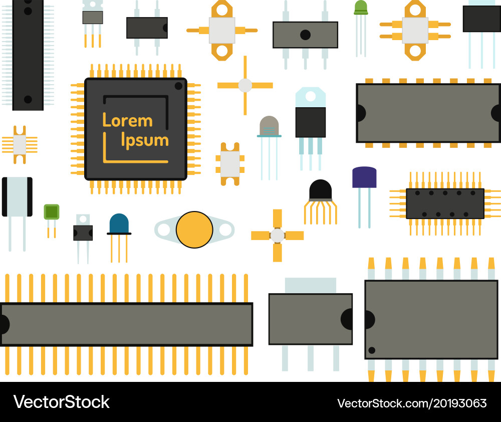 Computer chip technology processor circuit vector image