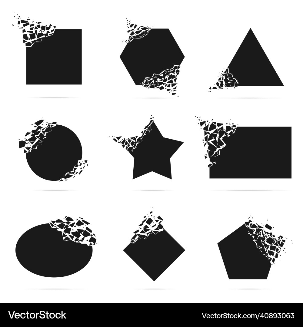 Exploding Shatter Shapes - Destruction Vector Image