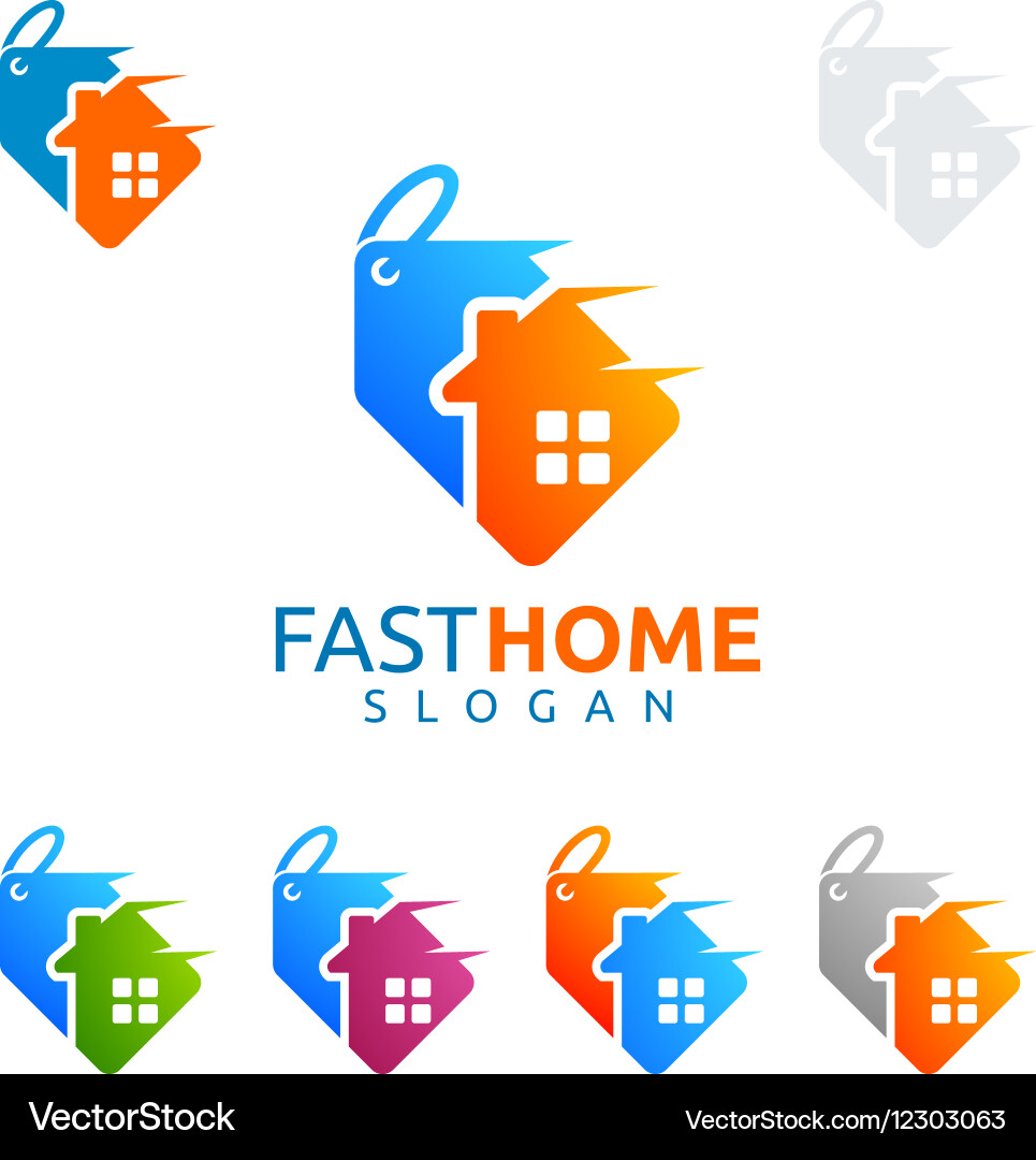 Fast home logo real estate house vector image