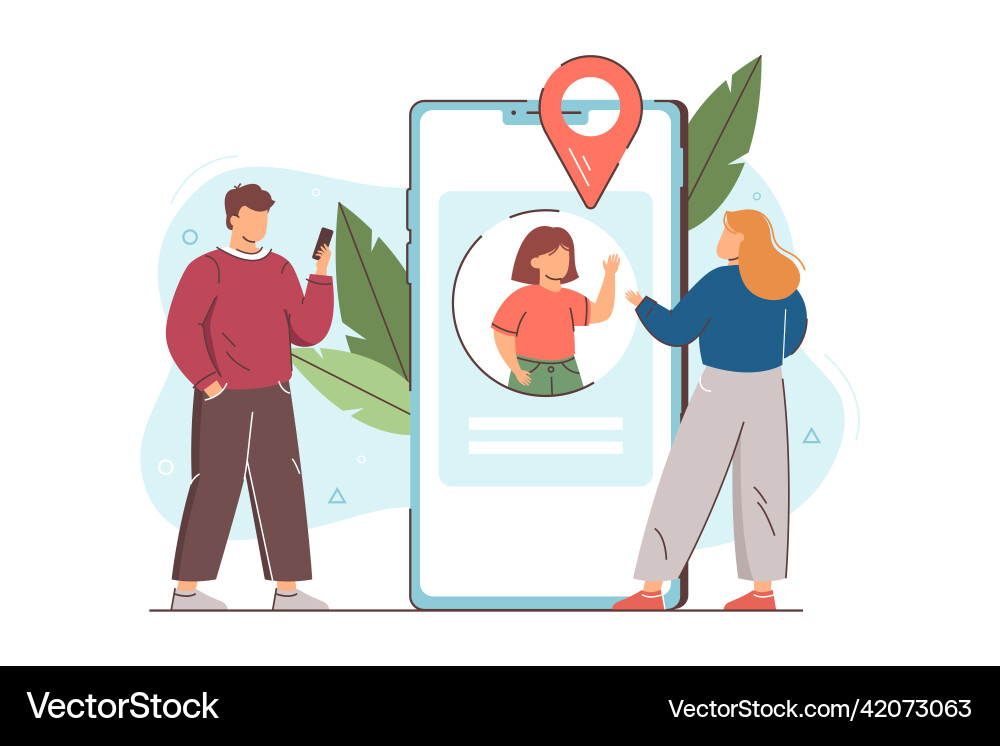 Flat parental control geolocation of child Flat parental control geolocation of child vector image