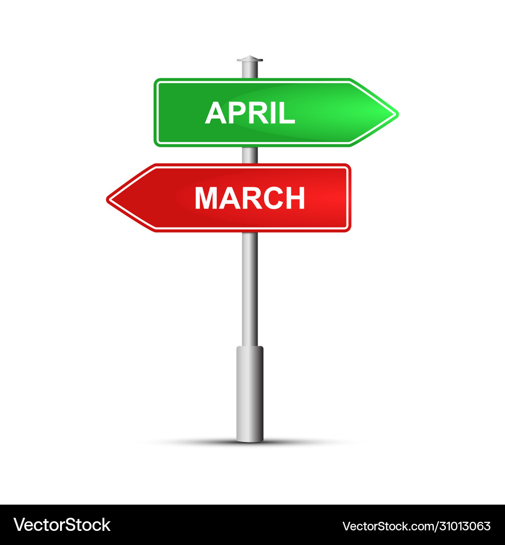 Green and red pointer with name months Green and red pointer with name months vector image