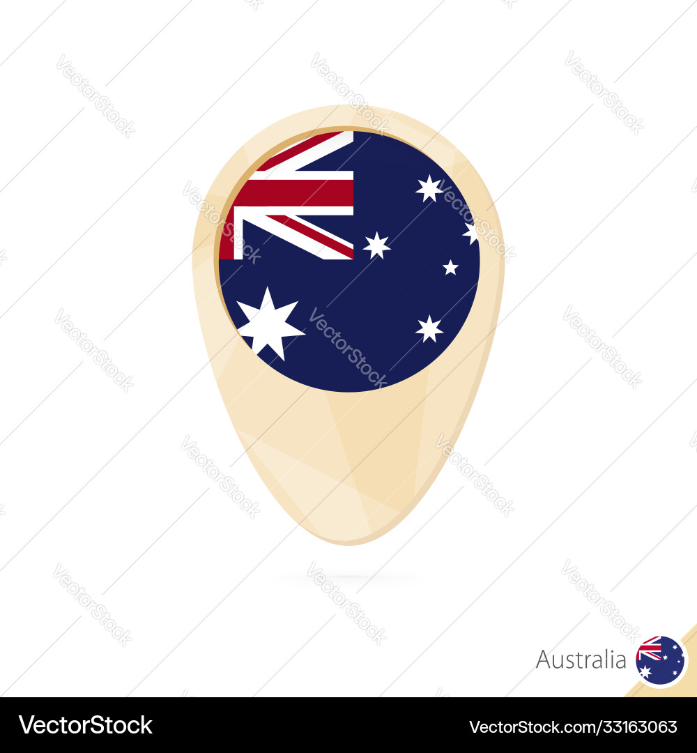 Map pointer with flag australia orange Map pointer with flag australia orange Vector Image