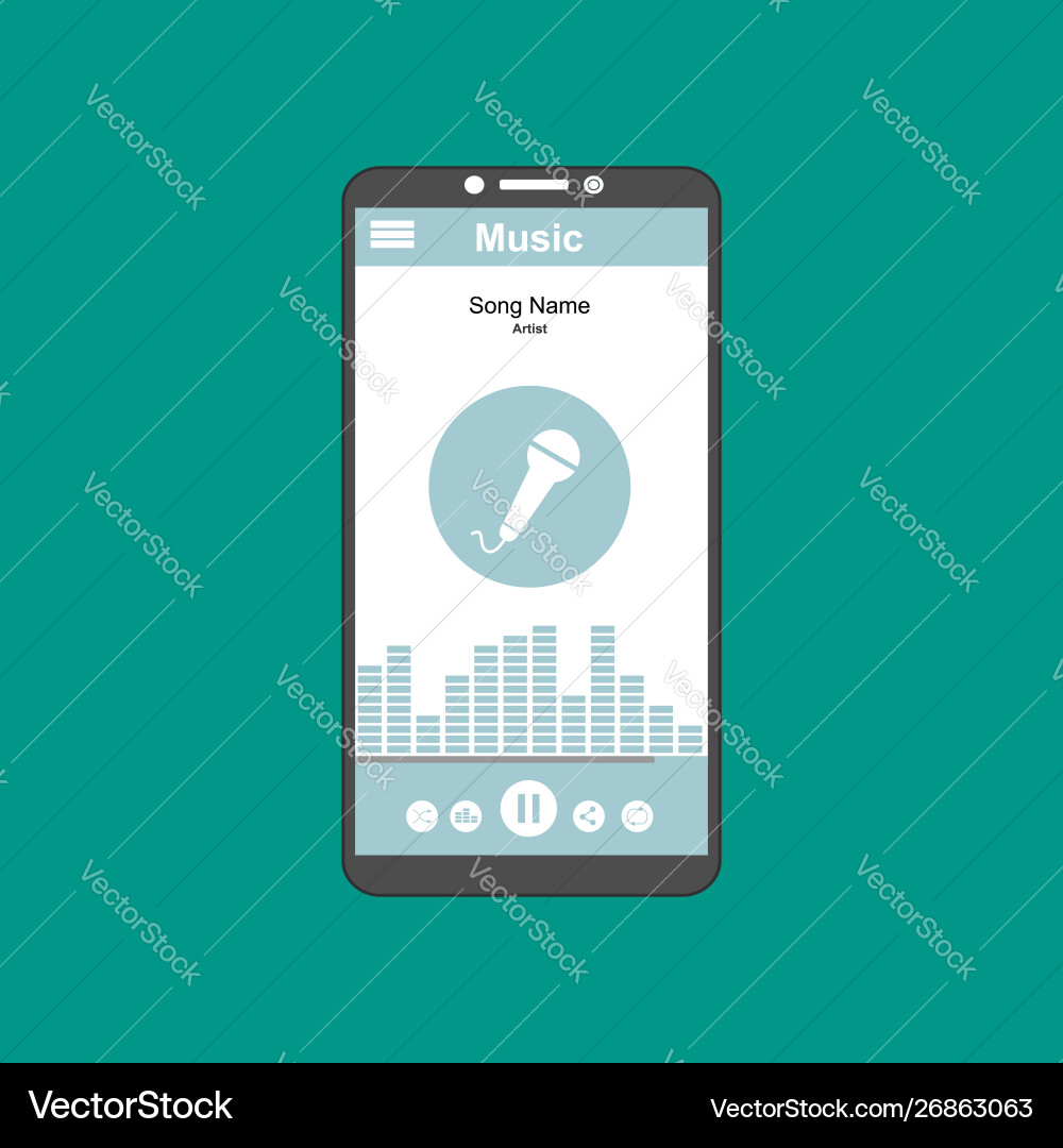 Media player application app template with flat Media player application app template with flat vector image