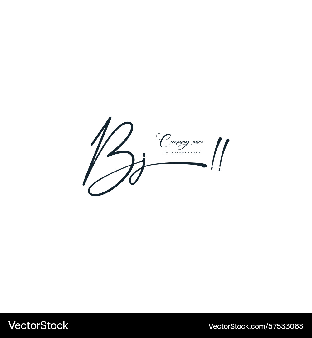 Minimal signature logo design with bj initials Vector Image